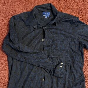 Apt. 9 Black Tonal Camouflage Long-Sleeve Button-Down Shirt